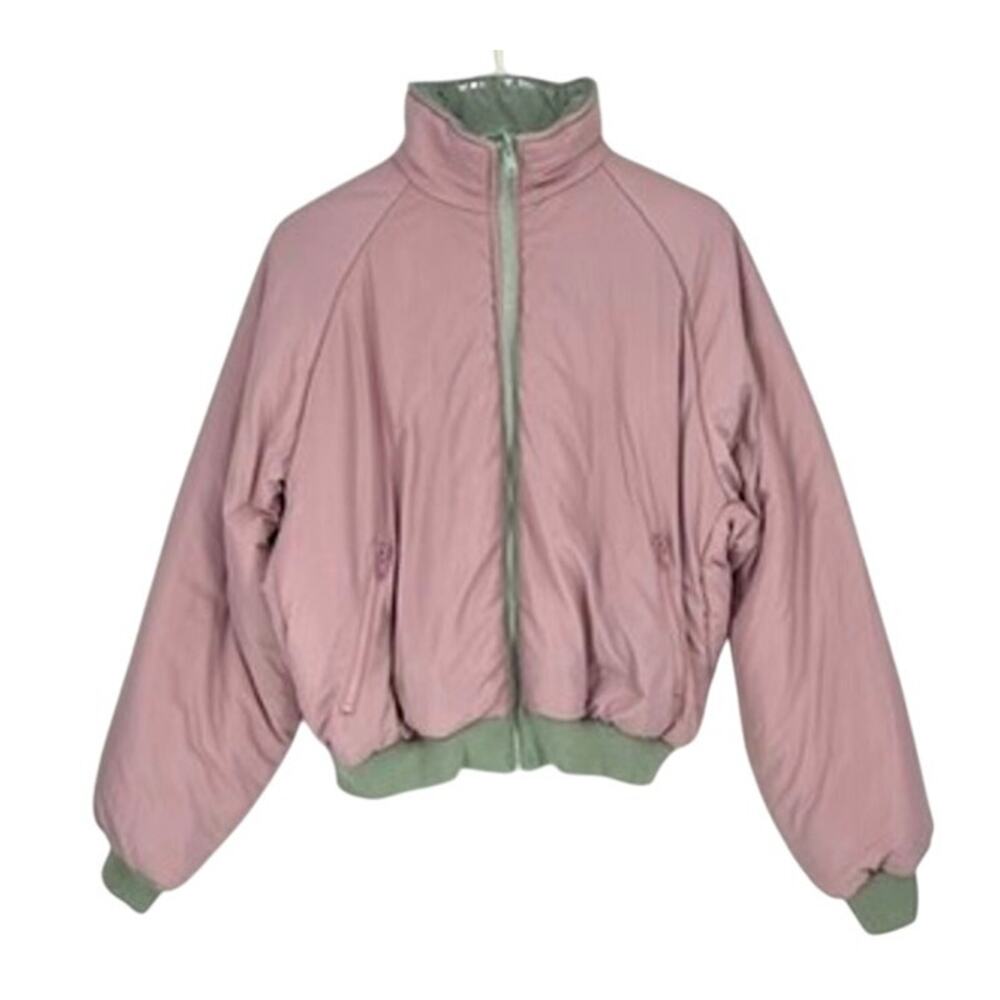 Brandy Melville Faith Reversible Puffer Jacket Oversized Pink Green John Galt - Picture 3 of 6